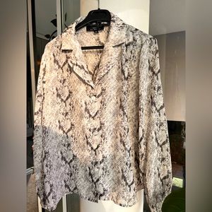 Outrageous brand snake print blouse in silver-grey. US size 10
